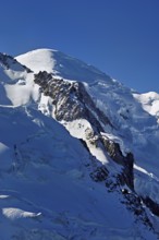 Snow-covered, Mont-Blanc, Aiguille du Midi mountain station viewing platform, Chamonix-Mont-Blanc,
