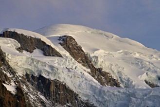 Snowy Mont-Blanc in twilight, Chamonix-Mont-Blanc, Haute-Savoie, France