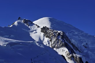 Mont Maudit covered with snow from the left, Mont-Blanc, Aiguille du Midi mountain station viewing