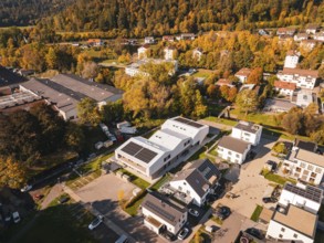 Diverse residential area in autumn atmosphere, surrounded by nature, Nagold, Black Forest, Germany