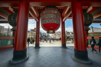 Huge red lantern in the Hozomon treasure chamber gate of Asakusa Shrine or Senso-ji Temple,