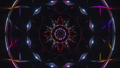 Abstract background of slightly unfocused multicolored glass lenses spinning and rotating,