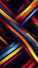 Abstract digital art featuring vibrant, intersecting neon lines creating a geometric pattern,