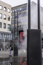 Digital water feature, Blue Cloud water installation on Husemanplatz in downtown Bochum, water mist