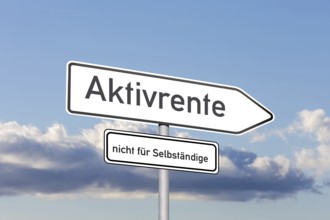 (Photo montage) Directional arrow with the inscription ACTIVE RENT, underneath a sign saying NOT