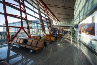 Waiting area in airport terminal, Beijing airport, China
