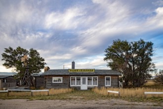 Jeffrey City, Wyoming - A Home on the Range sign on a cabin. Originally named 'Home on the Range, '