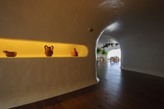 Interior corridor corridor to café in building designed by Cesar Manrique with the collaboration of