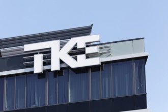 Thyssen Krupp Elevator, TKE, logo at company headquarters, elevator and escalator company,