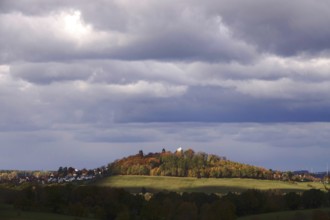 View of the town and castle of Stolpen, autumn, Saxony, Germany