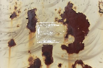 Rust on the metal door of an industrial building, detail, Düsseldorf, North Rhine-Westphalia,