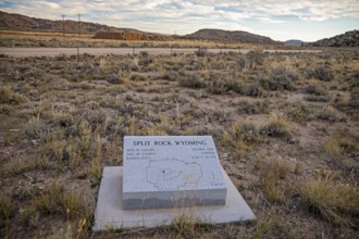 Jeffrey City, Wyoming - A marker on the perimeter of a former uranium mine and mill which operated