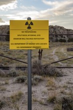 Jeffrey City, Wyoming - 'No Trespassing' signs adorn the perimeter of a former uranium mine and
