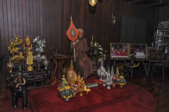 Wax figure of former temple leader of Wat Chalong Buddhist Monk Luang Pho Chaem, Wat Chalong
