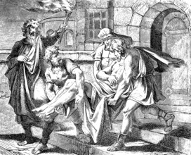 The disciples of John make their beheaded master, Gospel of Mark, chapter 6, order, king, oath,