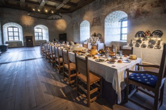 Interior of Kalmar Castle: The Easter table in the Grey Hall where Johan III ate his meals. Kalmar,