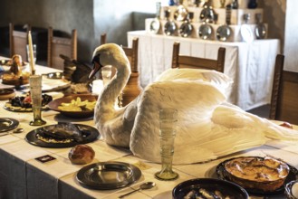 Interior of Kalmar Castle: The Easter table in the Grey Hall where Johan III ate his meals. Kalmar,