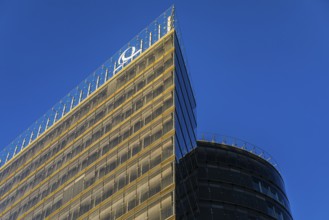 Modern high-rise building on the Danube Canal, near Schwedenplatz, Vienna, Austria