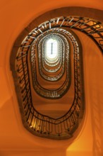 Staircase in an old Viennese house, view from below, Vienna, Austria