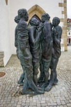Bronze sculpture Disput, created by Munich artist Hubertus von Pilgrim, Marktplatz, Pfullingen,