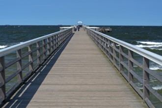 On the pier in the seaside resort of Ahlbeck, Usedom island, Mecklenburg-Western Pomerania, Germany