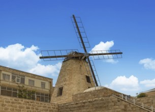 Montefiore Windmill in Jerusalem in Mishkenot Shaananim near historic old city center overlooking