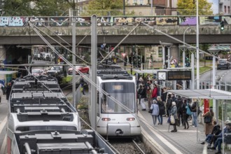 Tram station, at Düsseldorf-Bilk station, hub of S-Bahn, subway, tram, public bus, North