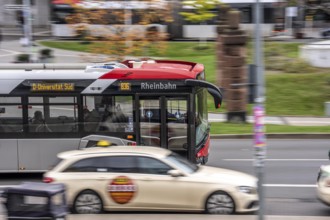 Rheinbahn bus at Düsseldorf-Bilk station, taxi stand, North Rhine-Westphalia