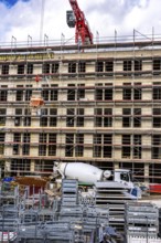 Construction site, residential construction, 50 new, publicly funded rental apartments, catering,