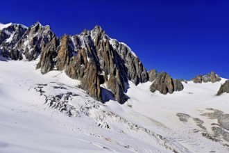 View from the Télécabine Panorama Railway of the Mont Blanc du Tacul mountain station, the Aiguille