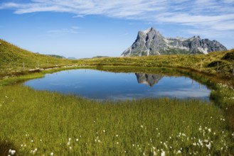 Mountain landscape and picturesque little lake, Saloberkopf, Widderstein, Warth, Bregenzerwald,