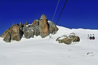 View from the Télécabine Panorama Railway to the Aiguille du Midi mountain station,