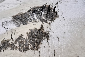 View from the Télécabine Panorama Railway of the glacial crevices of the Glacier du Géant,