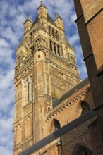 Historic St. Salvator Cathedral, Sint-Salvatorskathedraal, in the old town of Bruges, powerful
