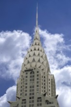 Crysler Building, built in 1930 in Art Deco style, Cloudy Sky, New York City, USA