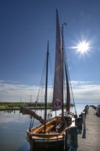 Zeesboot, built in 1930, in the port of Ahrenshoop, Darß, Mecklenburg-Western Pomerania, Germany