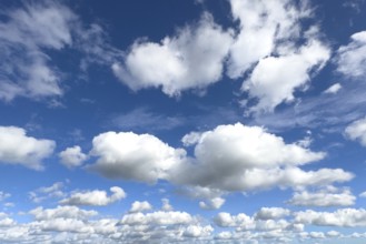 White clouds in the middle and below Cumulus above Stratocumulus cloudy against blue sky,