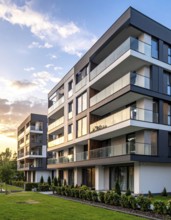 New modern block of flat, condo architecture, Residential apartment as a flat, luxury house