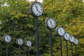 The art installation Zeitfeld in Volksgarten Park in Düsseldorf-Oberbilk, a total of 24 station