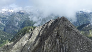 Alpine panorama, aerial view, Lasörling summit, Lasörling Group, Hohe Tauern, East Tyrol, Austria