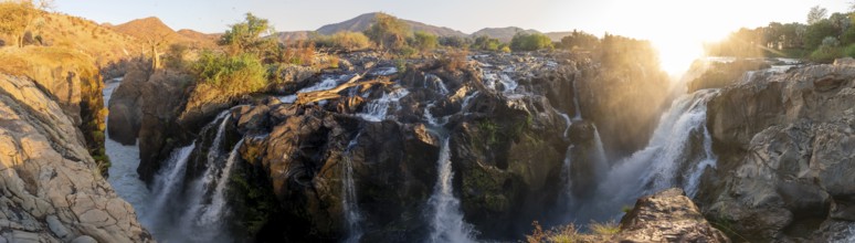 Epupa Falls, sunset at Epupa Waterfalls, Kaokoveld, Namibia