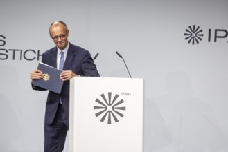 Federal Chancellor Friedrich Merz (CDU) . Step away from the lectern. ground-breaking ceremony