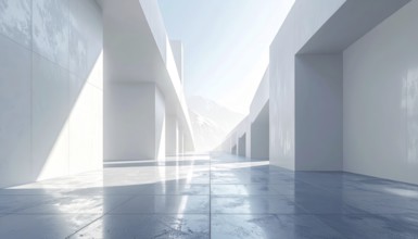 3d illustration of abstract modern architecture background, Minimal geometry architectural design,