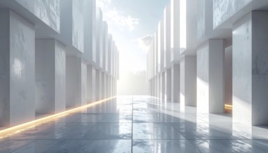 3d illustration of abstract modern architecture background, Minimal geometry architectural design,