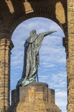 Statue, Kaiser Wilhelm Memorial, Porta Westfalica, North Rhine-Westphalia, Germany