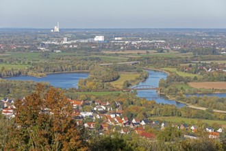 View of Weser and Porta Westfalica from the Kaiser Wilhelm Memorial, North Rhine-Westphalia,