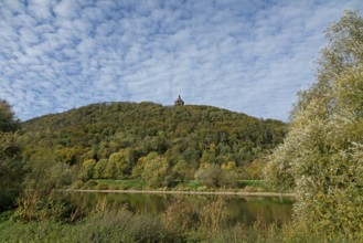 Mountain, forest, Weser, Kaiser-Wilhelm-Denkmal, Porta Westfalica, North Rhine-Westphalia, Germany