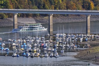 Marina, excursion ship, Talbrücke, Sondern, Olpe, Biggesee, Sauerland, North Rhine-Westphalia,