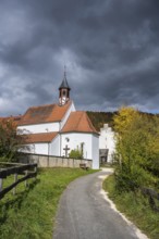 Käppeler estate with St. George's Basilica near Thiergarten in the upper Danube Valley, surrounded