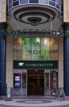 Entrance area, Globetrotter, logo, shop, Tübinger Strasse, Stuttgart, Baden-Württemberg, Germany